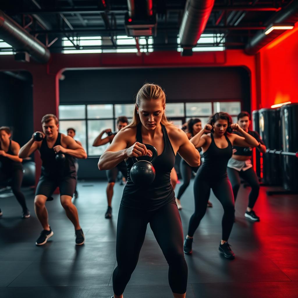 Corso di functional training con kettlebell nella sala corsi di Hard Joy Fitness